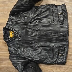 Bonus Leather Padded Double Zip Motorcycle Jacket